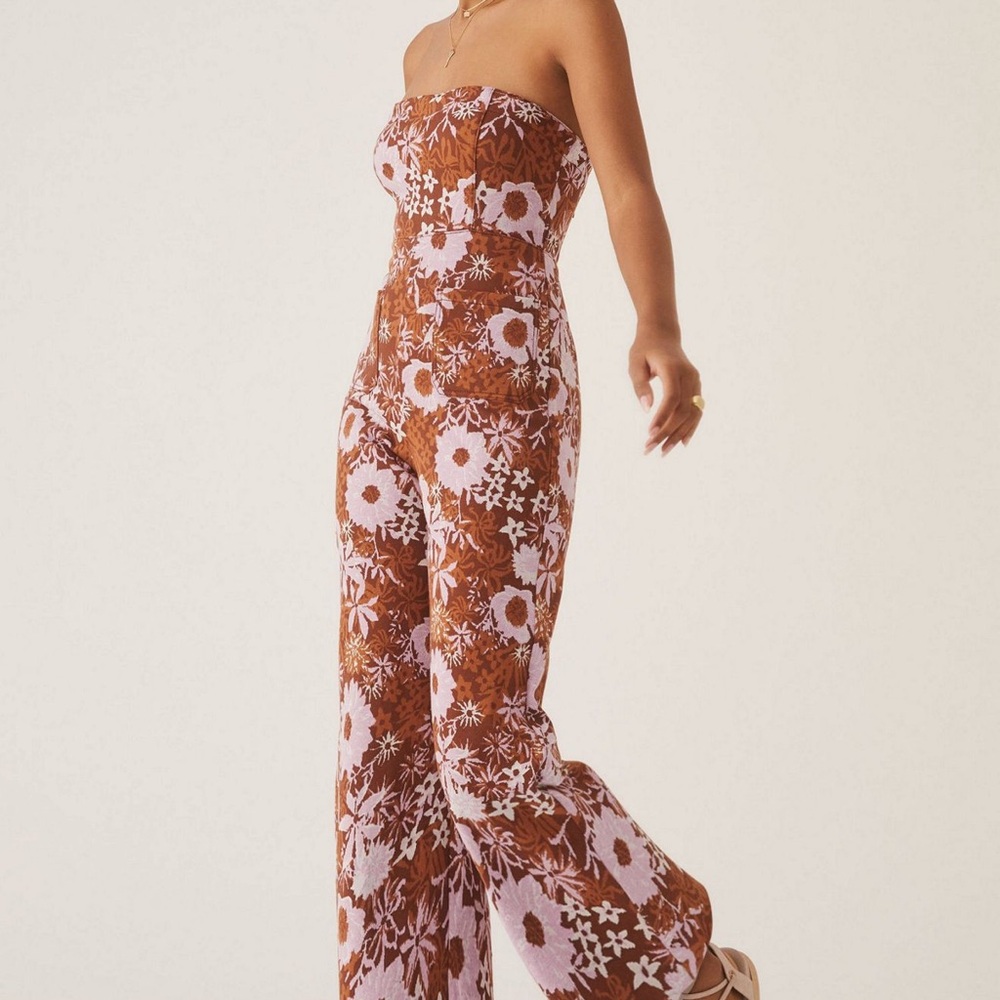 Anthropologie Botanist Strapless Floral Jumpsuit